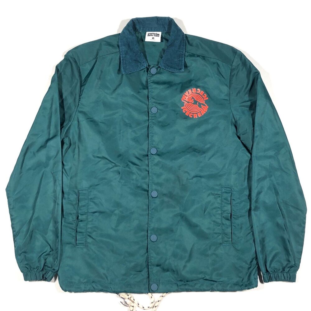 Ice Cream Collared Coach Jacket Coat Green Orange size Small S Streetwear B2